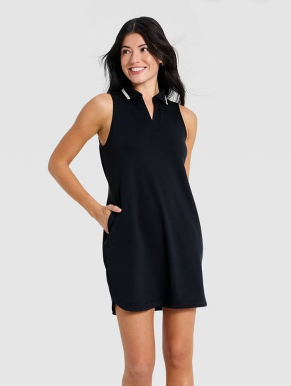 All In Motion Airy Sleek Polo Dress Women's XXL Black NWT